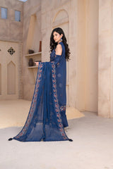 4-PC Unstitched Lawn Laser Cutwork Crinkle Embroidered Dupatta By Wania | WL-269