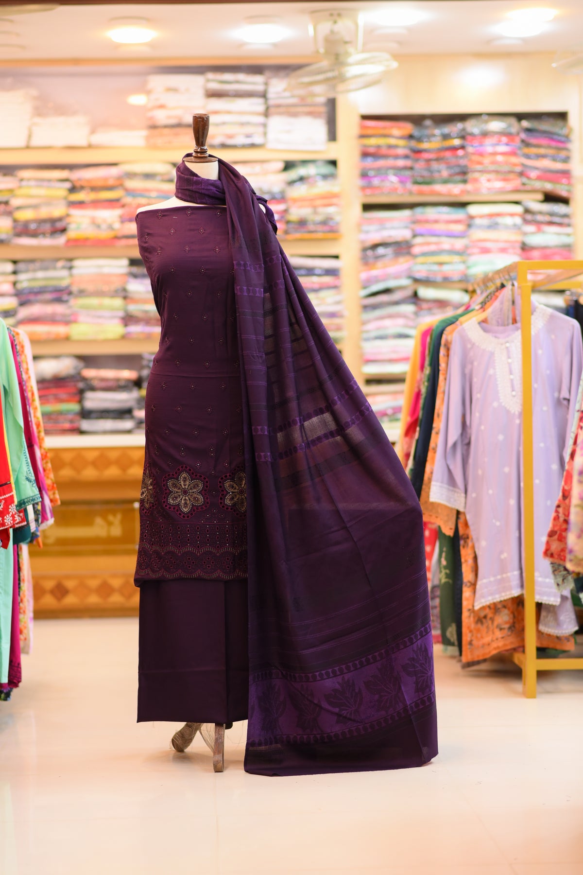 3-PC Unstitched Fancy Dhanak Bana Dora Collection | BD-1