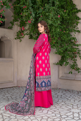 3-PC Unstitched Airjet Printed Lawn Bamber Crinkle Dupatta Rang e Bahar By Wania |  WL-456