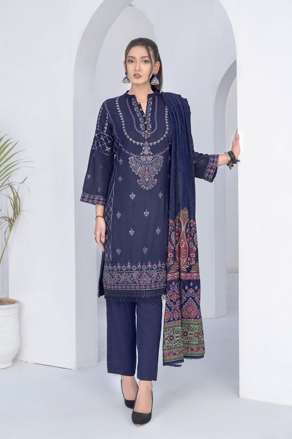 WP-152 | 3 PC Unstitched Suit Peach Embroidered Vol 2 Sunehr-e-Moti By Wania