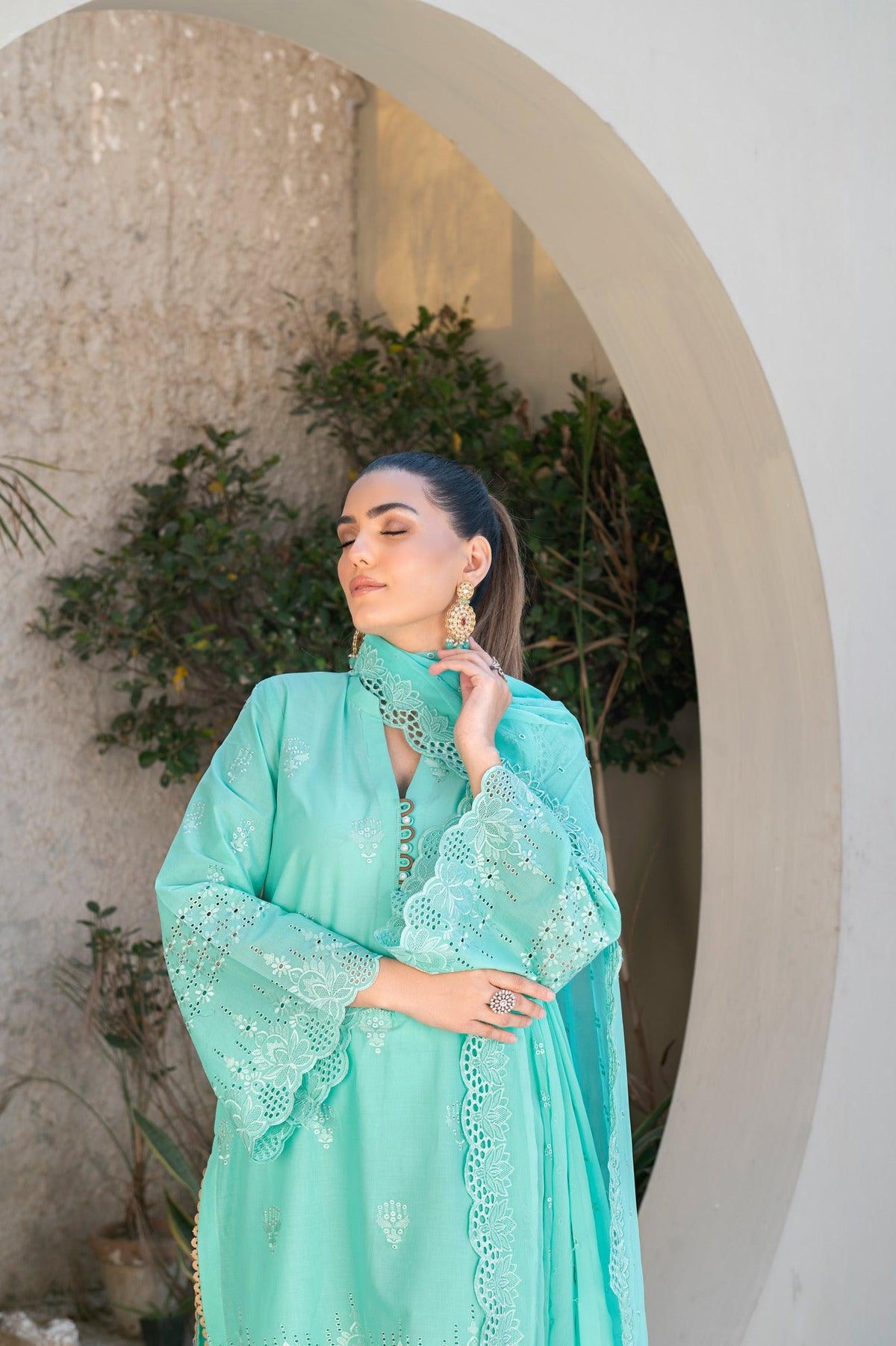 3-PC Unstitched Lawn Embroidered Shirt Crinkle Embroidered Dupatta By Wania | WL-302