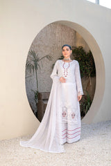 3-PC Unstitched Lawn Embroidered Shirt Crinkle Embroidered Dupatta By Wania | WL-310