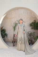 3-PC Unstitched Lawn Embroidered Shirt Crinkle Embroidered Dupatta By Wania | WL-301