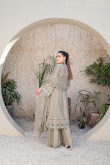 3-PC Unstitched Lawn Embroidered Shirt Crinkle Embroidered Dupatta By Wania | WL-301