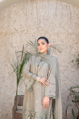 3-PC Unstitched Lawn Embroidered Shirt Crinkle Embroidered Dupatta By Wania | WL-301