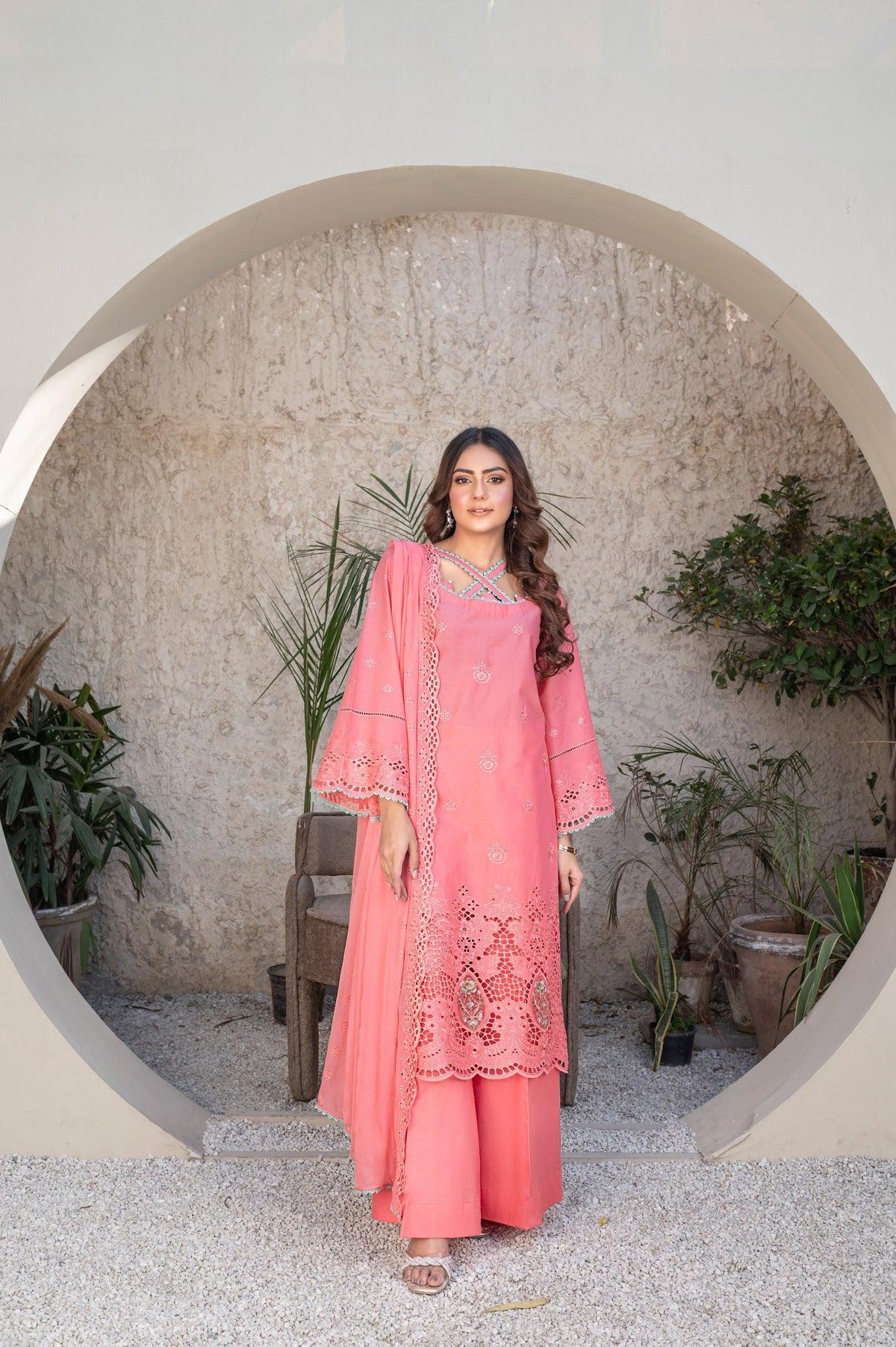 3-PC Unstitched Lawn Embroidered Shirt Crinkle Embroidered Dupatta By Wania | WL-308