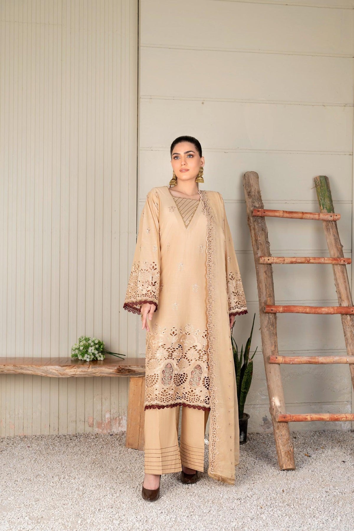 3-PC Unstitched Lawn Embroidered Shirt Crinkle Embroidered Dupatta By Wania | WL-309