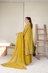 3-PC Unstitched Lawn Embroidered Shirt Crinkle Embroidered Dupatta By Wania | WL-305