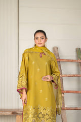 3-PC Unstitched Lawn Embroidered Shirt Crinkle Embroidered Dupatta By Wania | WL-305