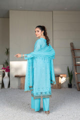 3-PC Unstitched Lawn Embroidered Shirt Crinkle Embroidered Dupatta By Wania |  WL-306