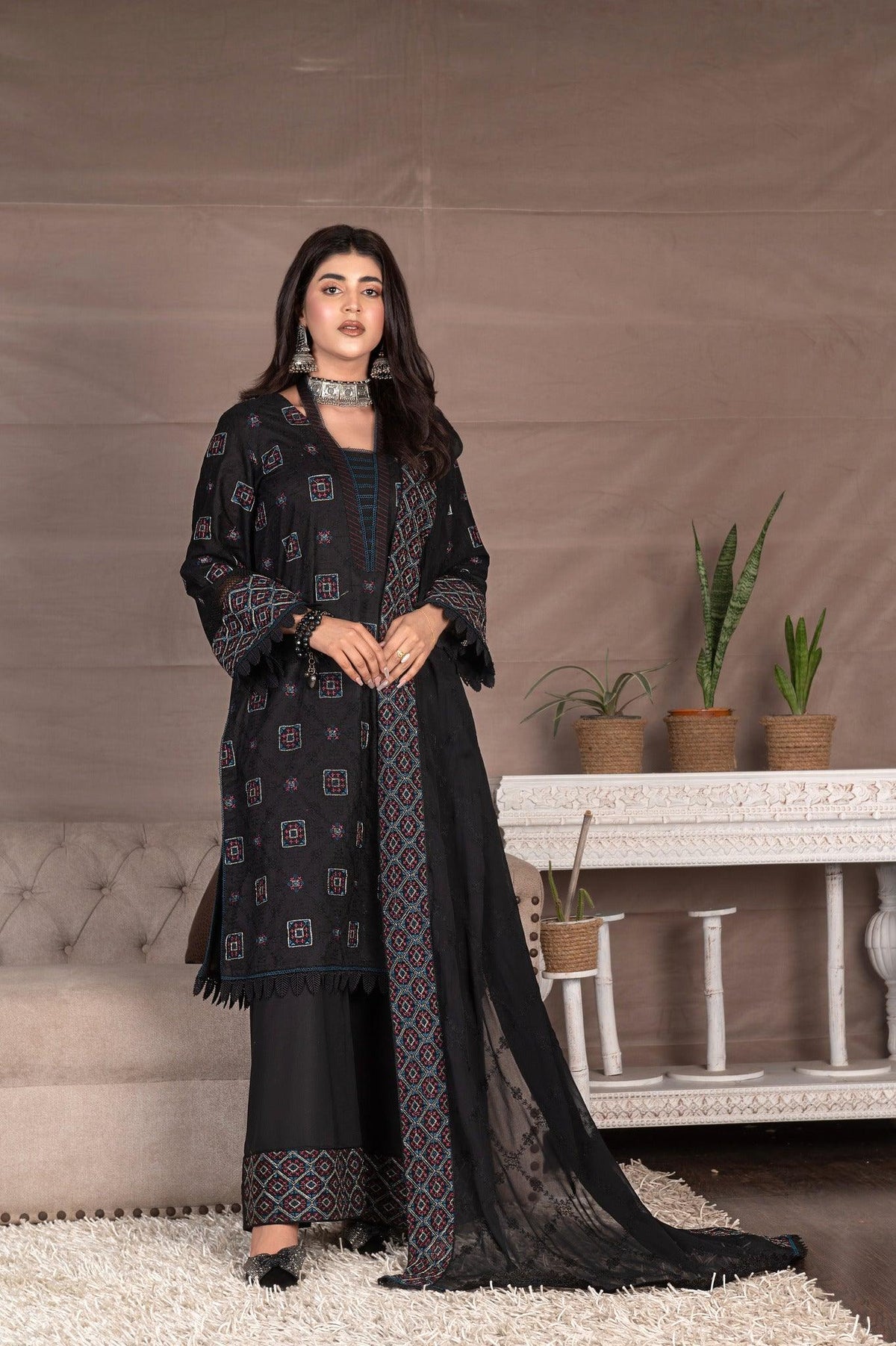 3-PC Unstitched Embroidery Sequence Mysha By Wania | WL-206