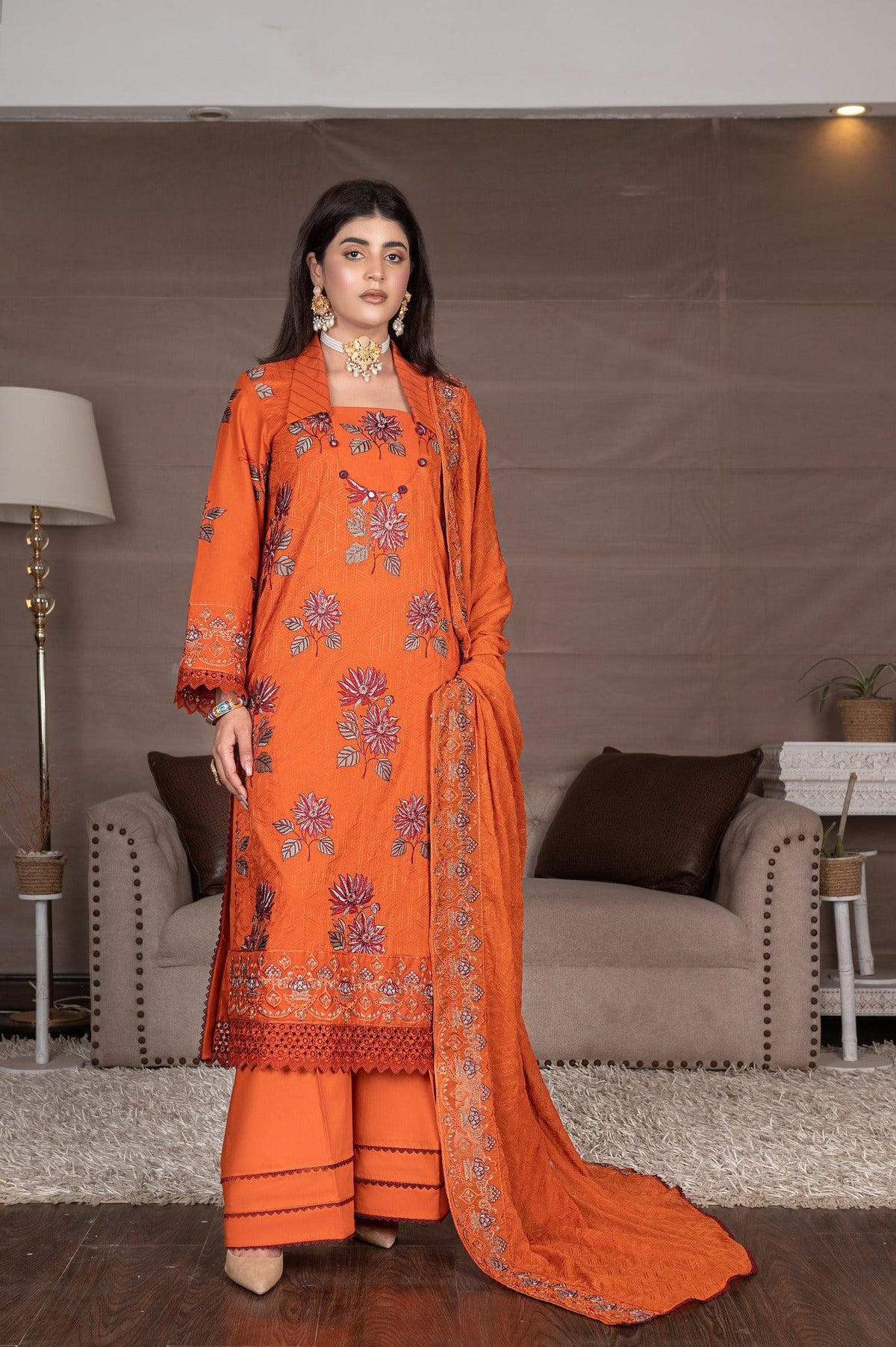 3-PC Unstitched Embroidery Sequence Mysha By Wania | WL-203