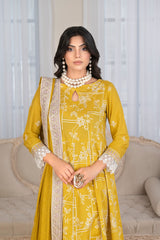 3-PC Unstitched Lawn Embroidered Shirt Crinkle Embroidered Dupatta Hoor By Wania | WL-468