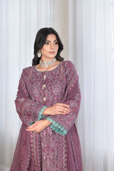 3-PC Unstitched Lawn Embroidered Shirt Crinkle Embroidered Dupatta Hoor By Wania | WL-471