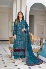 3-PC Unstitched Lawn Embroidered Shirt Crinkle Embroidered Dupatta Hoor By Wania | WL-467
