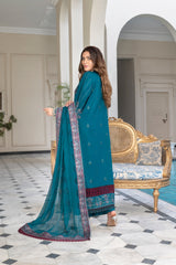 3-PC Unstitched Lawn Embroidered Shirt Crinkle Embroidered Dupatta Hoor By Wania | WL-467