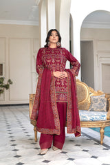 3-PC Unstitched Lawn Embroidered Shirt Crinkle Embroidered Dupatta Hoor By Wania | WL-465
