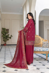3-PC Unstitched Lawn Embroidered Shirt Crinkle Embroidered Dupatta Hoor By Wania | WL-465