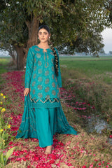 4-PC Unstitched Chikankari Embroidered Lawn Sajal By Wania | WL-68