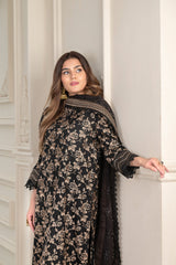 3-PC Unstitched Lawn Embroidered Shirt Crinkle Embroidered Dupatta Hoor By Wania | WL-463