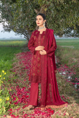 4-PC Unstitched Chikankari Embroidered Lawn Sajal By Wania |  WL-66