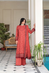 3-PC Unstitched Lawn Embroidered Shirt Crinkle Embroidered Dupatta Hoor By Wania | WL-472