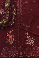 Unstitched 3-PC Embroidered Chikan Lawn With Embroidered Chiffon Dupatta