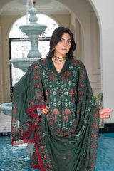 3-PC Unstitched Lawn Embroidered Shirt Crinkle Embroidered Dupatta Hoor By Wania |  WL-464