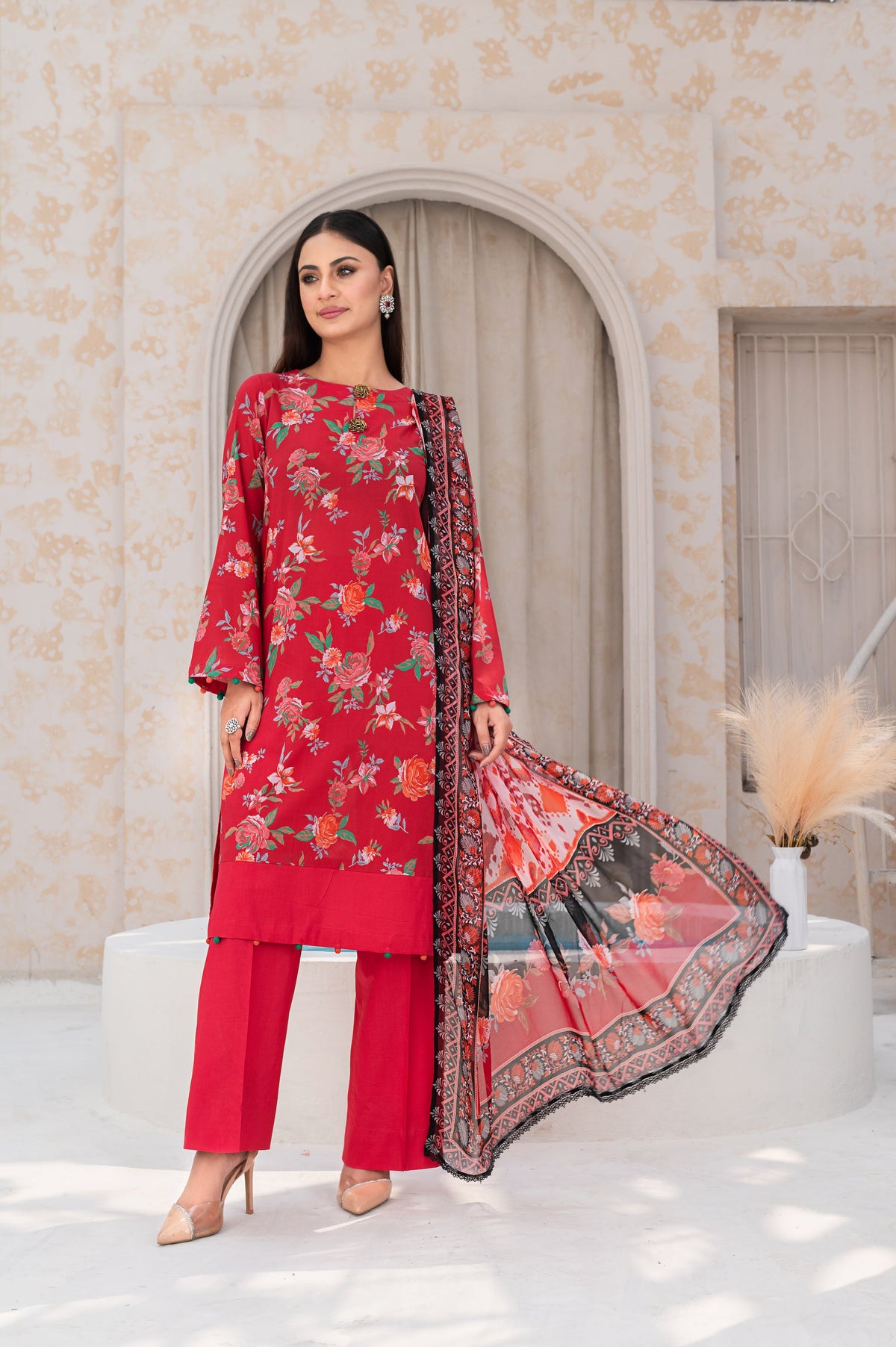 3-PC Unstitched Airjet Lawn Shirt Bamber Crinklr Printed Dupatta Parisa By Wania | WL-487