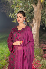 4-PC Unstitched Chikankari Embroidered Lawn Sajal By Wania |  WL-70
