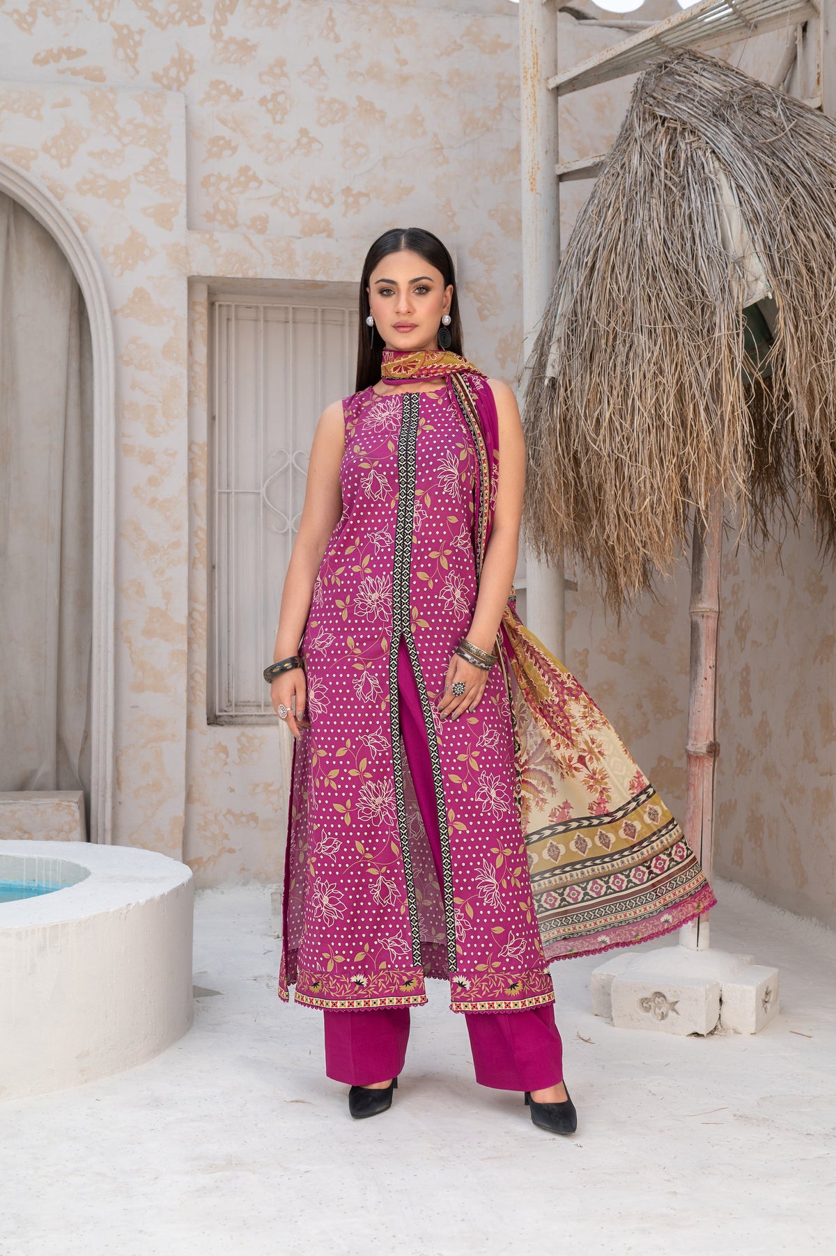 3-PC Unstitched Airjet Lawn Shirt Bamber Crinklr Printed Dupatta Parisa By Wania | WL-484