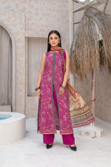 3-PC Unstitched Airjet Lawn Shirt Bamber Crinklr Printed Dupatta Parisa By Wania | WL-484