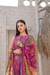 3-PC Unstitched Airjet Lawn Shirt Bamber Crinklr Printed Dupatta Parisa By Wania | WL-484