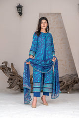 3-PC Unstitched Airjet Lawn Shirt Bamber Crinklr Printed Dupatta Parisa By Wania | WL-488