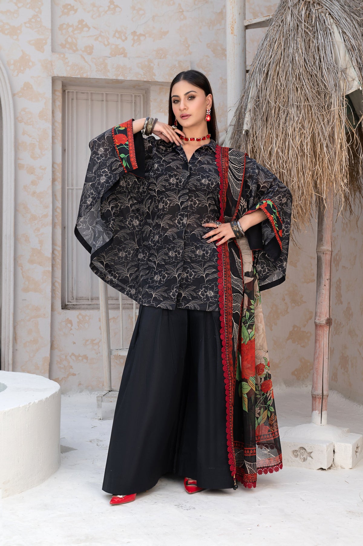 3-PC Unstitched Airjet Lawn Shirt Bamber Crinklr Printed Dupatta Parisa By Wania | WL-480