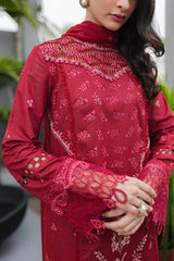 JK-14 MANON | 3Pc Unstitched Qline Lawn Collection By Qalamkar