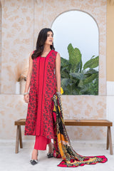 3-PC Unstitched Airjet Lawn Shirt Bamber Crinklr Printed Dupatta Parisa By Wania | WL-479