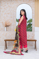 3-PC Unstitched Airjet Lawn Shirt Bamber Crinklr Printed Dupatta Parisa By Wania | WL-479