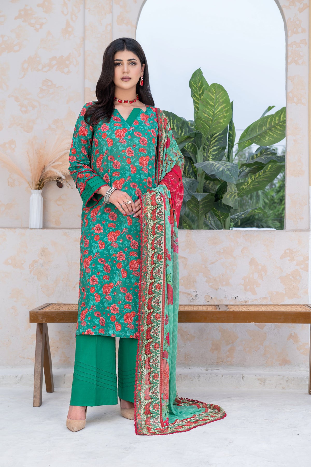 3-PC Unstitched Airjet Lawn Shirt Bamber Crinklr Printed Dupatta Parisa By Wania | WL-483