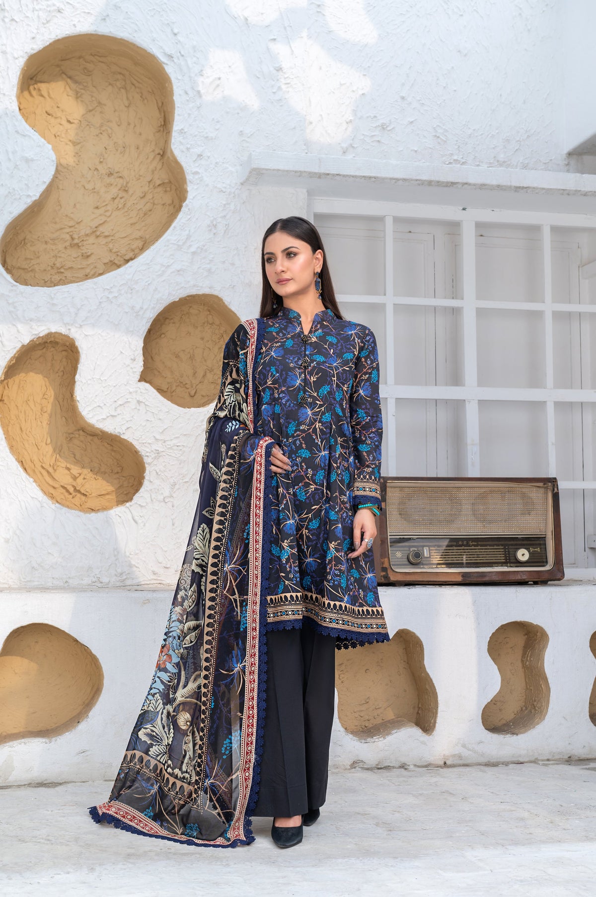 3-PC Unstitched Airjet Lawn Shirt Bamber Crinklr Printed Dupatta Parisa By Wania | WL-482