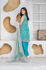 3-PC Unstitched Airjet Lawn Shirt Bamber Crinklr Printed Dupatta Parisa By Wania | WL-486