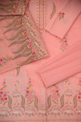 3-PC Embroidered Chikan Shirt With Embroidered Shafoon Dupatta