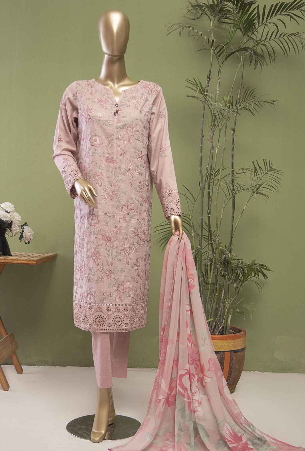 3-PC Unstitched Embroidered Lawn Dastan Slub by HZ Textiles | DSE-01