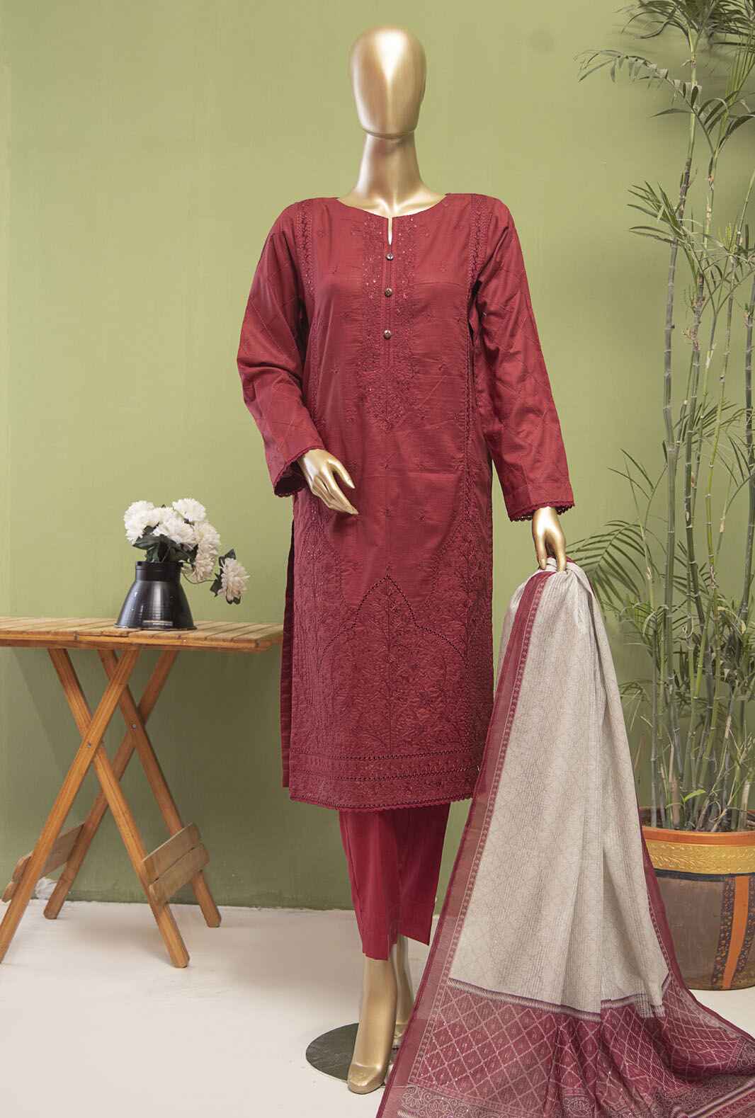 3-PC Unstitched Embroidered Lawn Dastan Slub by HZ Textiles | DSE-02