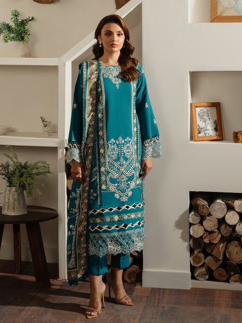 DU-11 | 3Pc Unstitched Suit Winter Embroidered Khaddar Duhu By Parishay