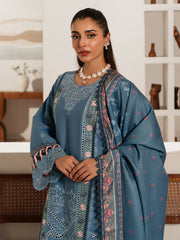 DU-12 | 3Pc Unstitched Suit Winter Embroidered Khaddar Duhu By Parishay