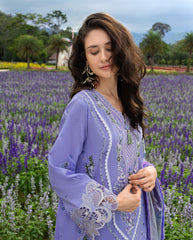 3-PC Unstitched Chikan Embroidered Lawn Hemline By Mushq | Daisy Reverie