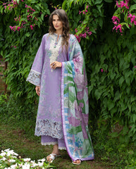 3-PC Unstitched Chikan Embroidered Lawn Hemline By Mushq | Dewdrop Dance