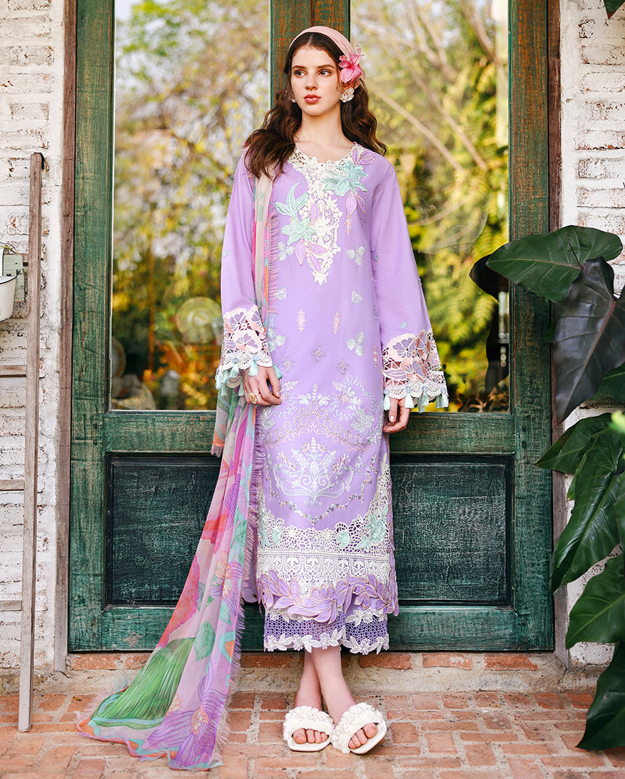 3-PC Unstitched Embroidered Lawn The Secret Garden By Mushq | Dewspell