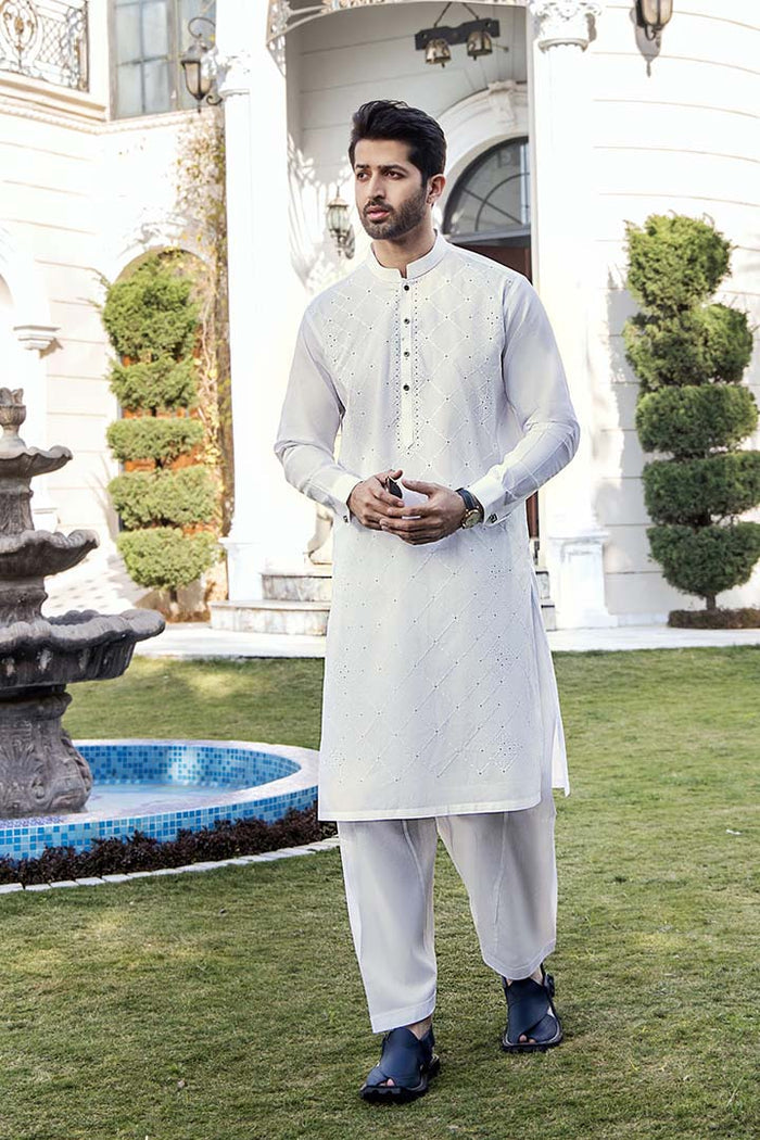 EG -1447 | Semi-Stitched Summer White Series Eid Gala By Riwaj Men Swear